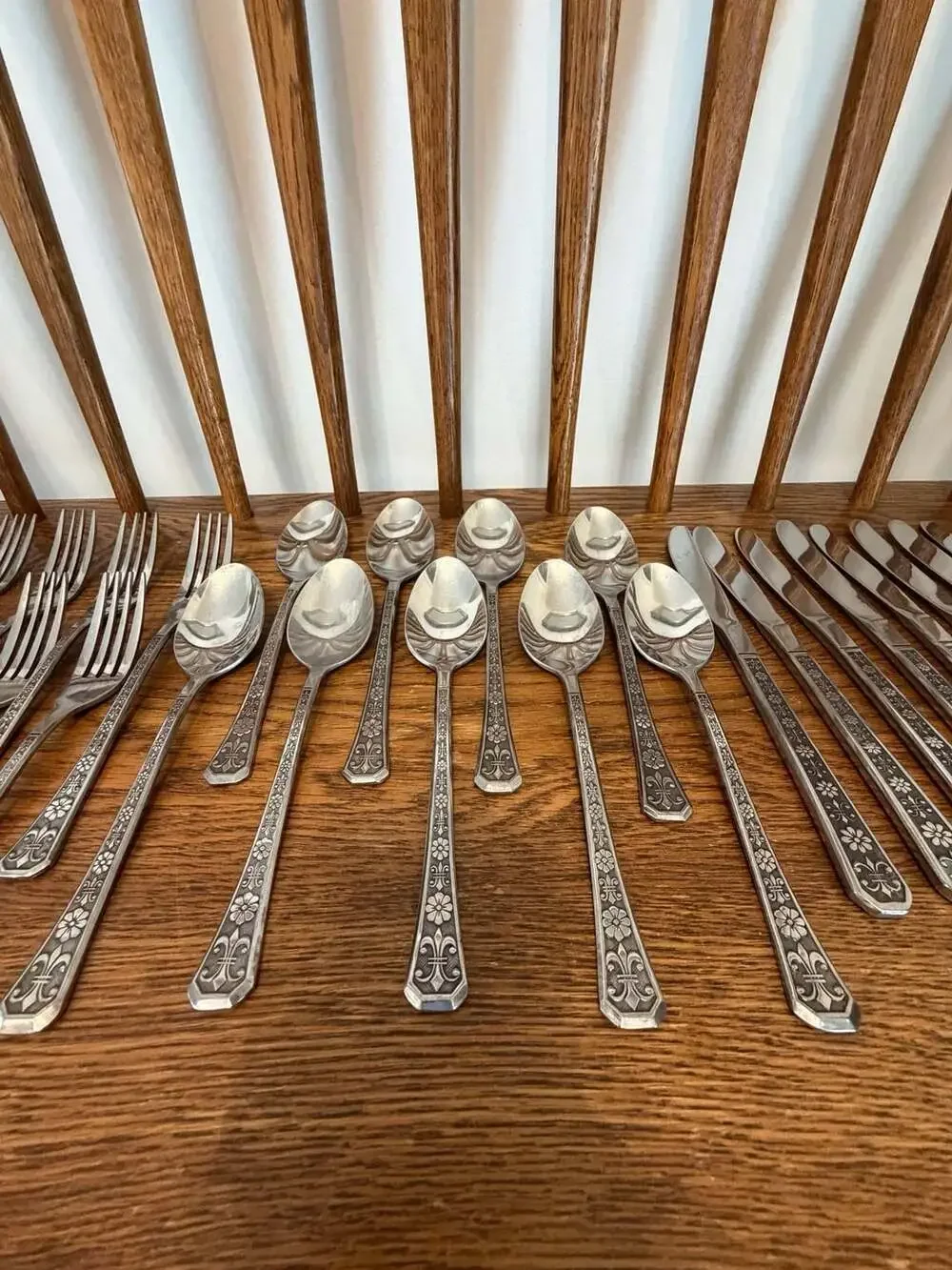 Interpur Stainless Korea Floral Pattern Flatware Set